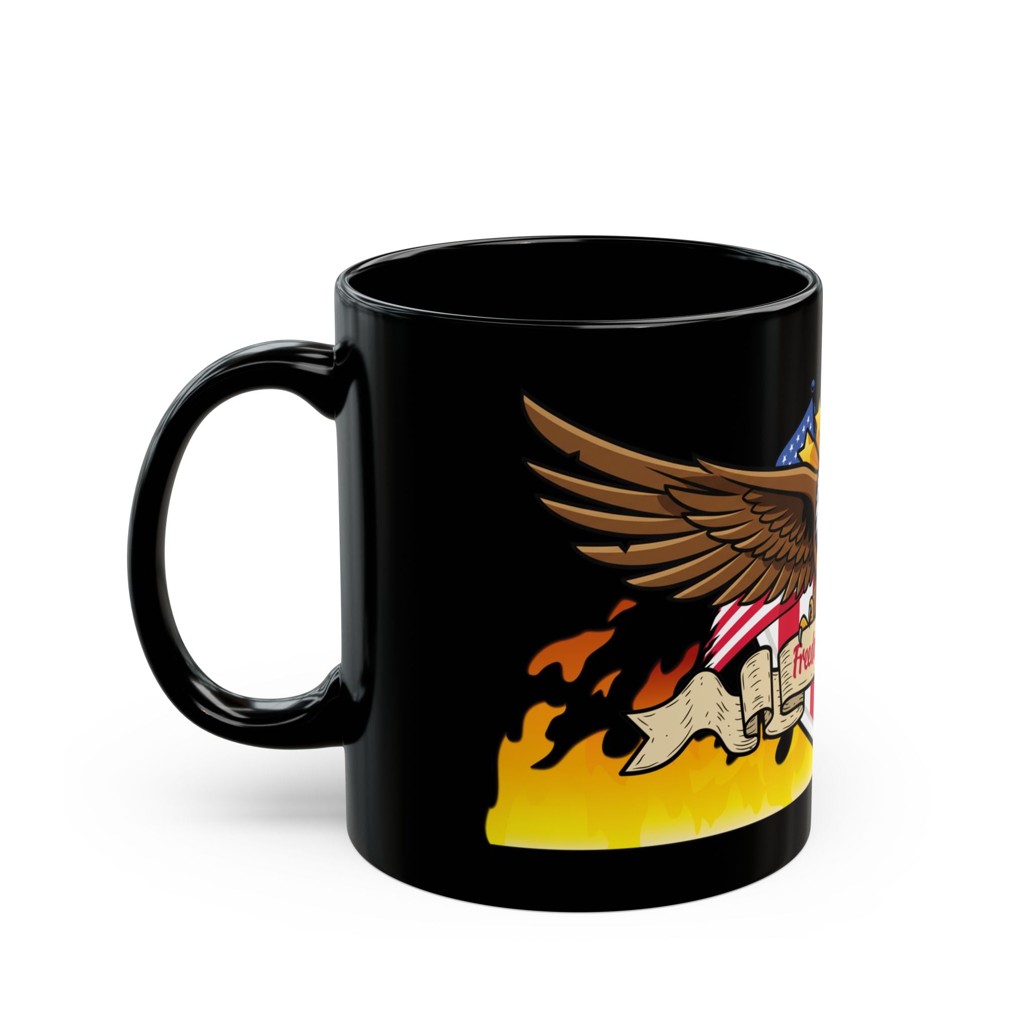 Freedom Reignited Black Mug — Patriotic Eagle Coffee Cup (11oz & 15oz)