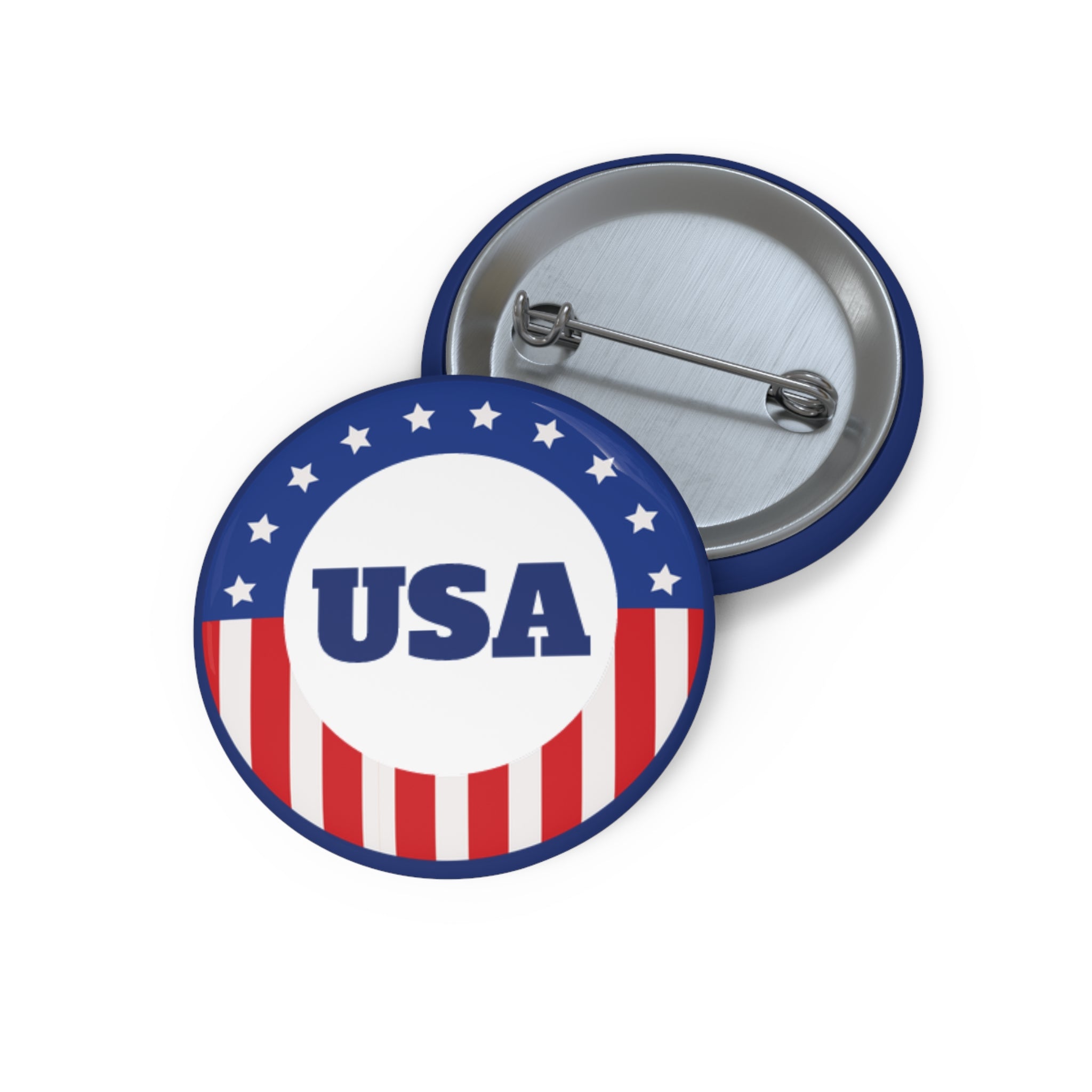 USA Patriotic Pin Button — American Flag Campaign Badge