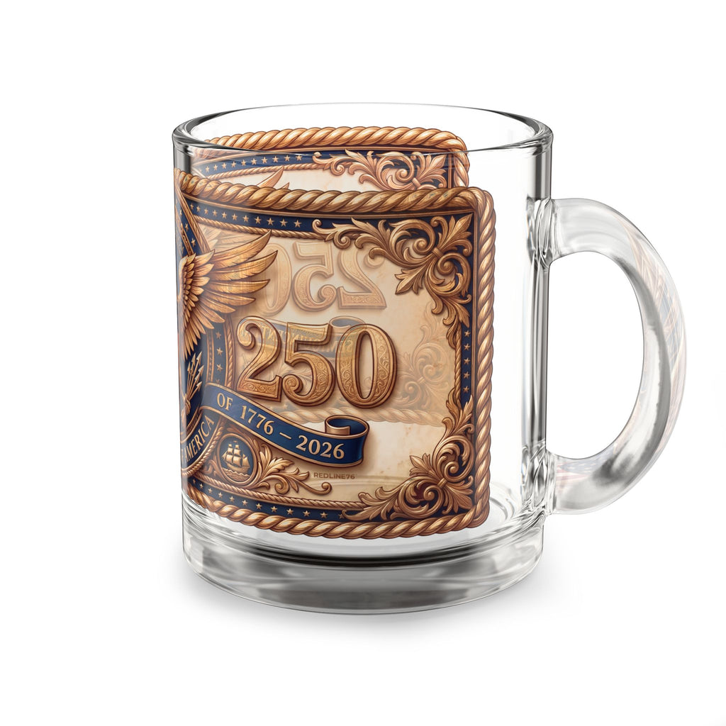 American Patriot Glass Mug 10oz — Vintage Bald Eagle Coffee Mug, Est. 1776 Patriotic Drinkware