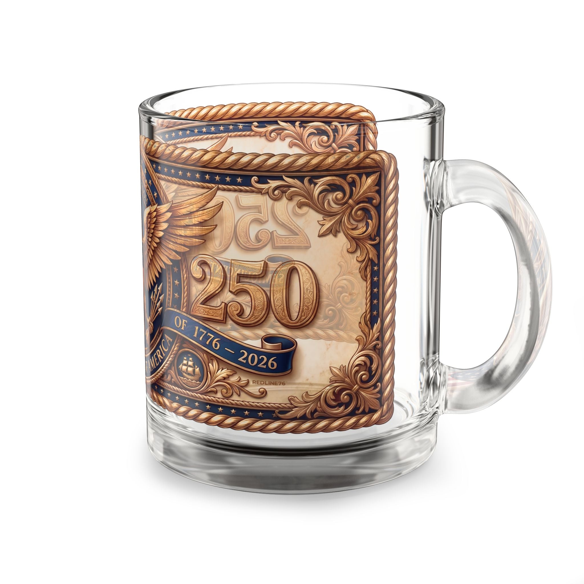 American Patriot Glass Mug 10oz — Vintage Bald Eagle Coffee Mug, Est. 1776 Patriotic Drinkware