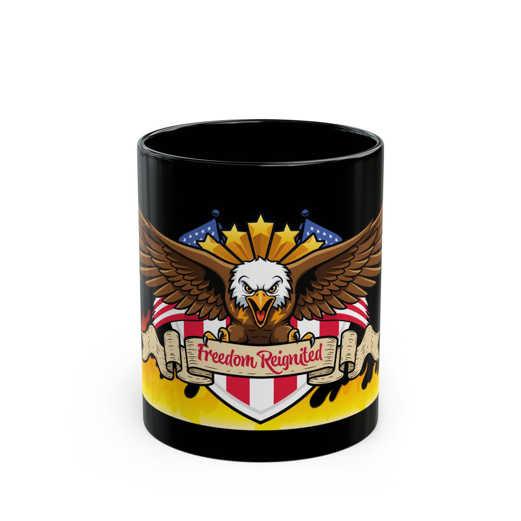 Freedom Reignited Black Mug — Patriotic Eagle Coffee Cup (11oz & 15oz)