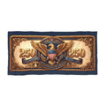America 250 eagle beach towel with vintage patriotic crest and 1776–2026 design for Fourth of July and summer coastal use