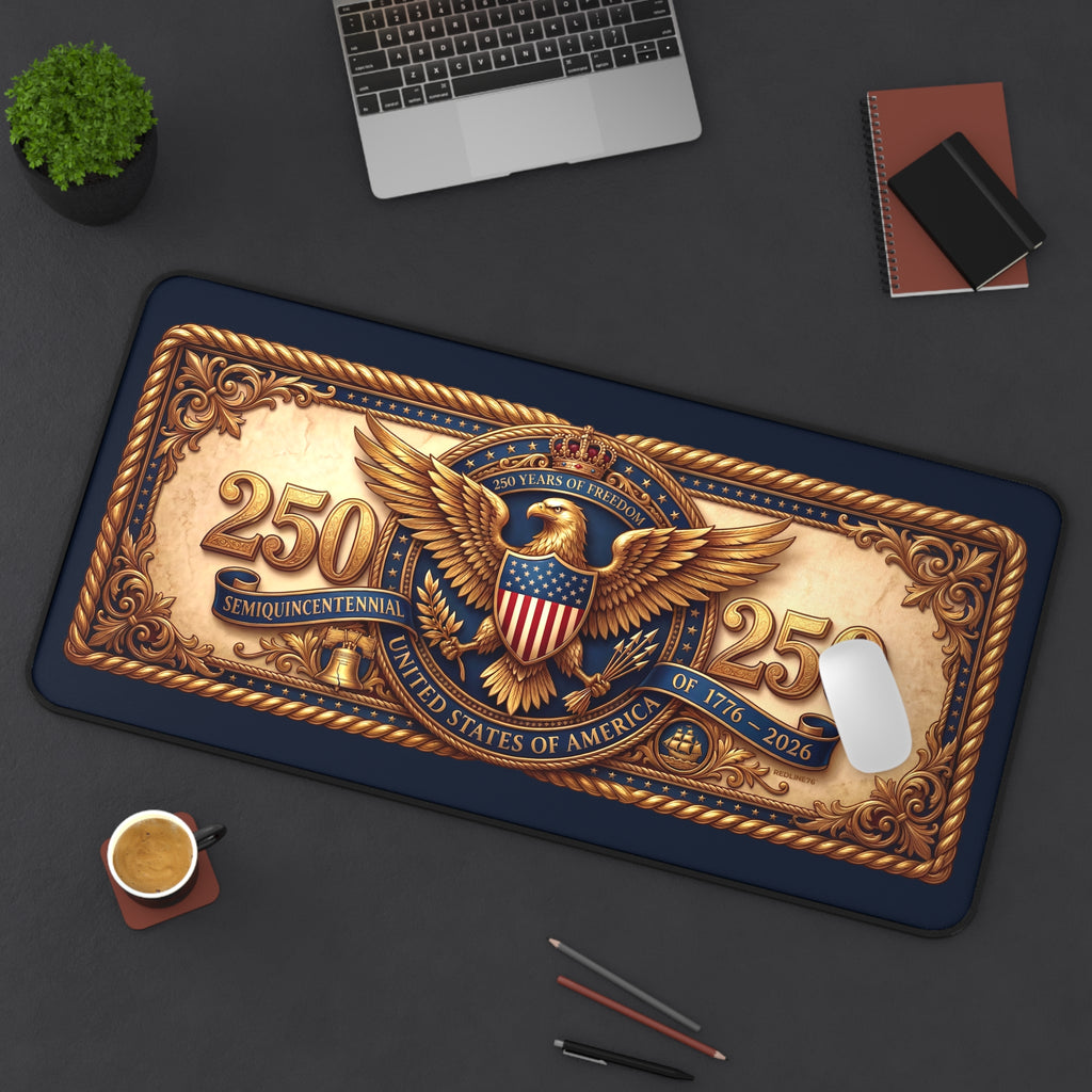 America 250 Patriotic Desk Mat | Vintage Eagle Seal Mouse Pad | 1776–2026 Anniversary Desk Accessory