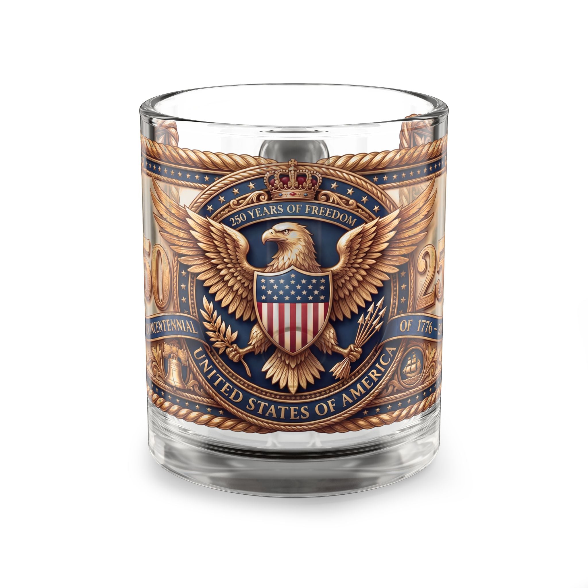American Patriot Glass Mug 10oz — Vintage Bald Eagle Coffee Mug, Est. 1776 Patriotic Drinkware