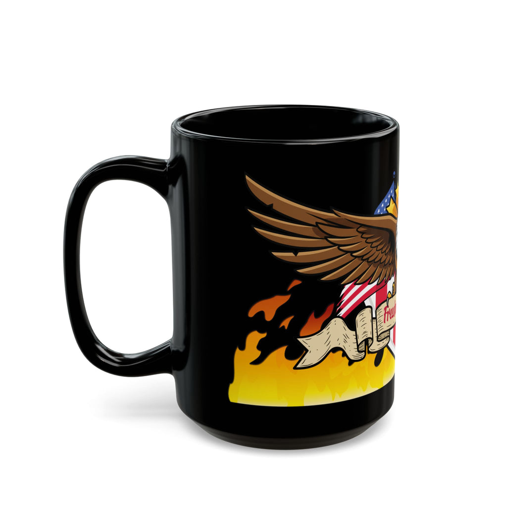 Freedom Reignited Black Mug — Patriotic Eagle Coffee Cup (11oz & 15oz)
