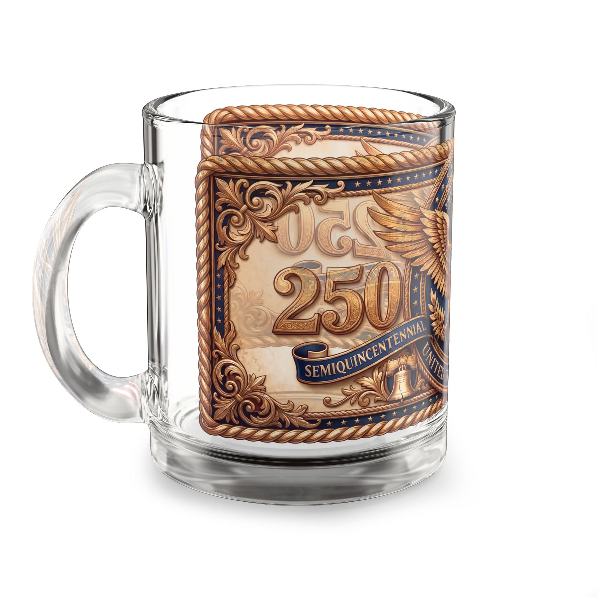 American Patriot Glass Mug 10oz — Vintage Bald Eagle Coffee Mug, Est. 1776 Patriotic Drinkware