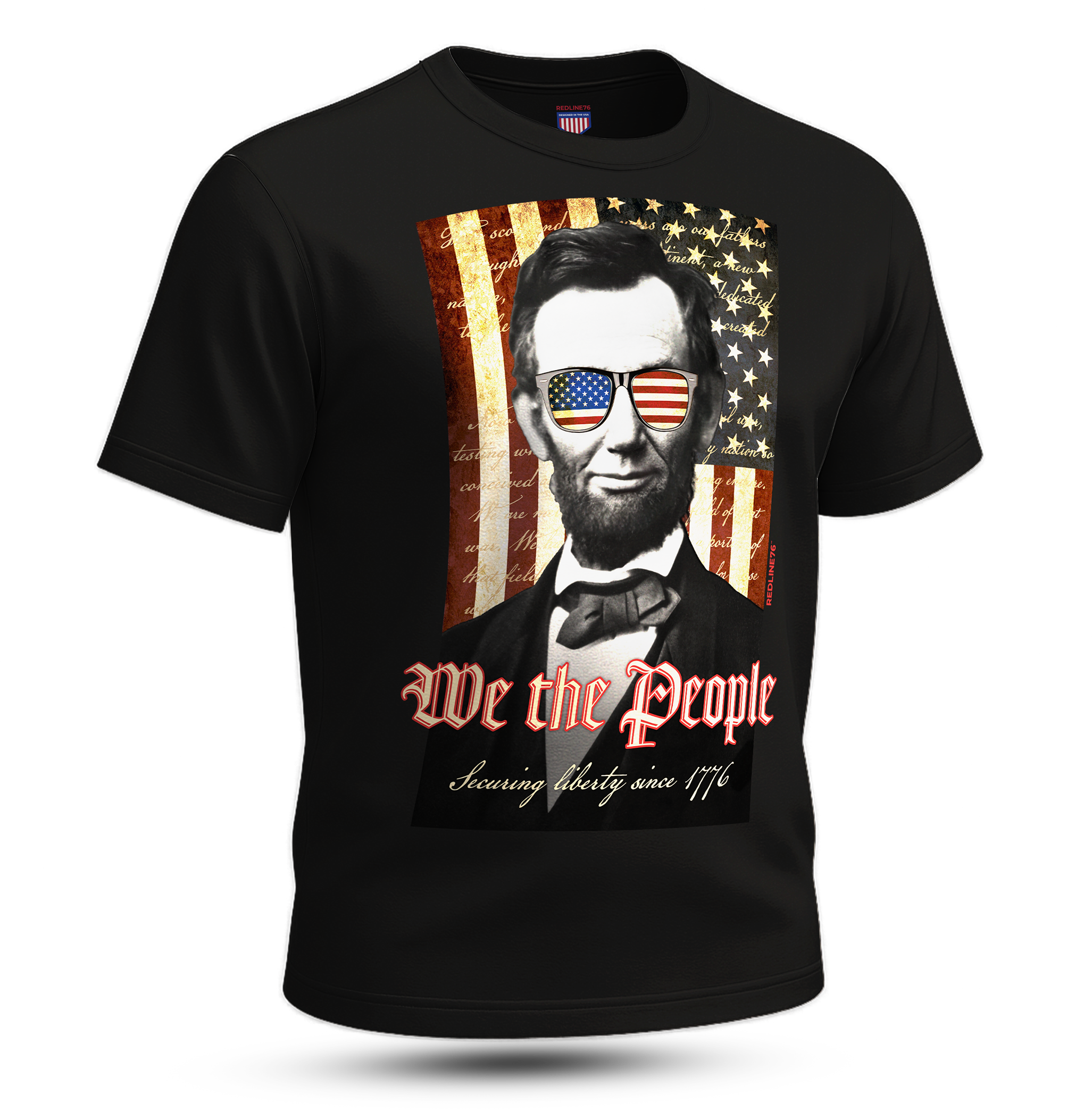 Patriotic Abraham Lincoln T‑Shirt — "We the People" Flag Graphic Tee