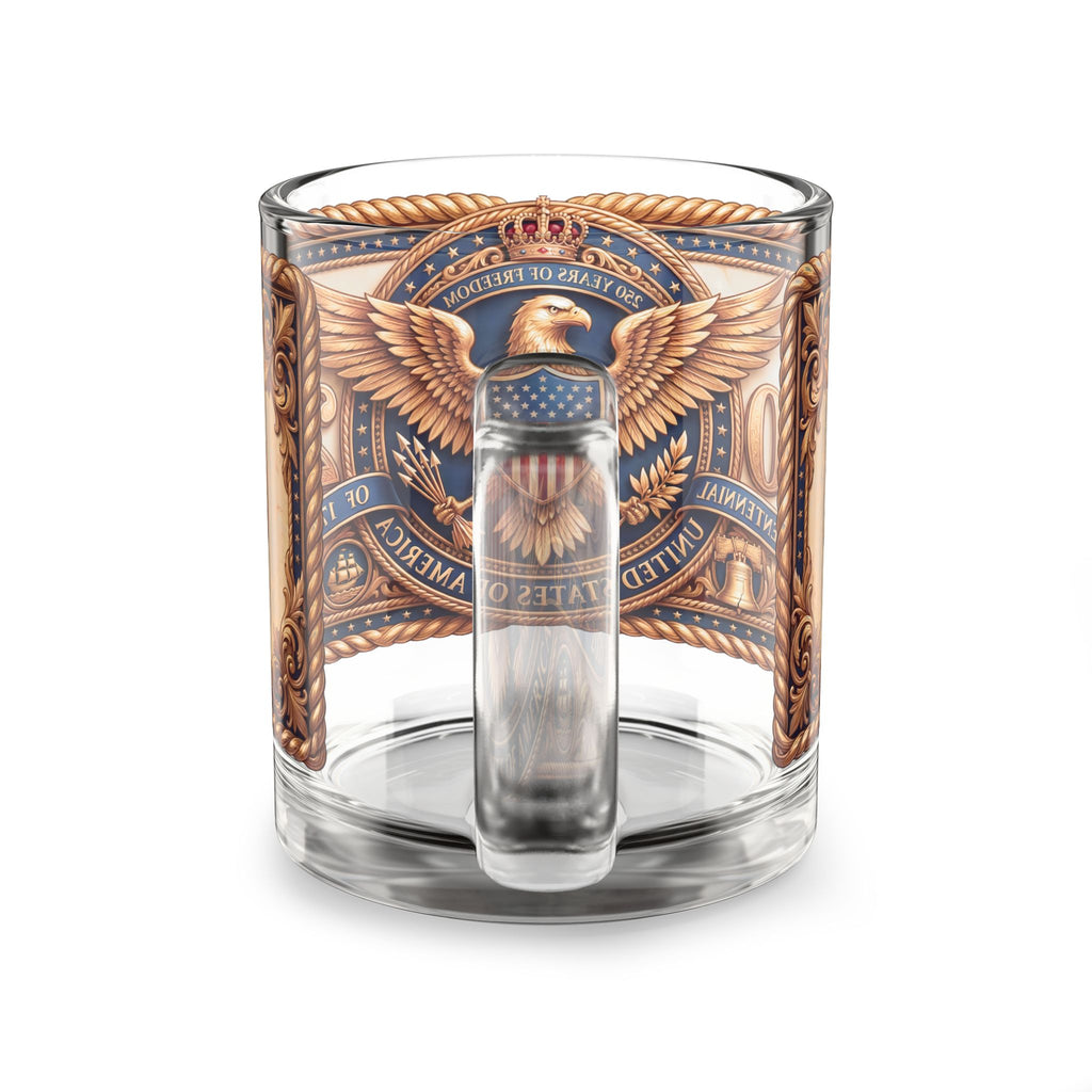 American Patriot Glass Mug 10oz — Vintage Bald Eagle Coffee Mug, Est. 1776 Patriotic Drinkware