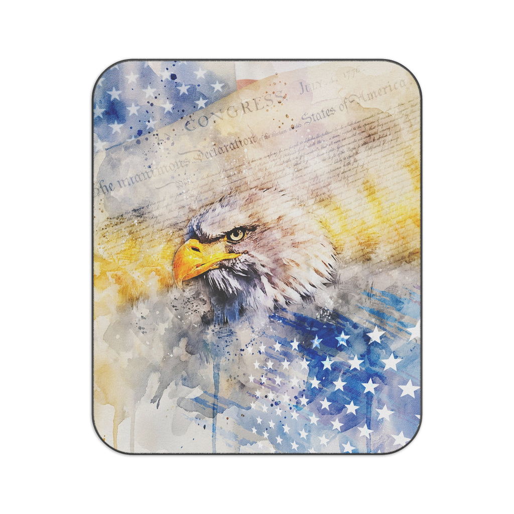 Patriotic Eagle Picnic Blanket – American Flag Watercolor Design