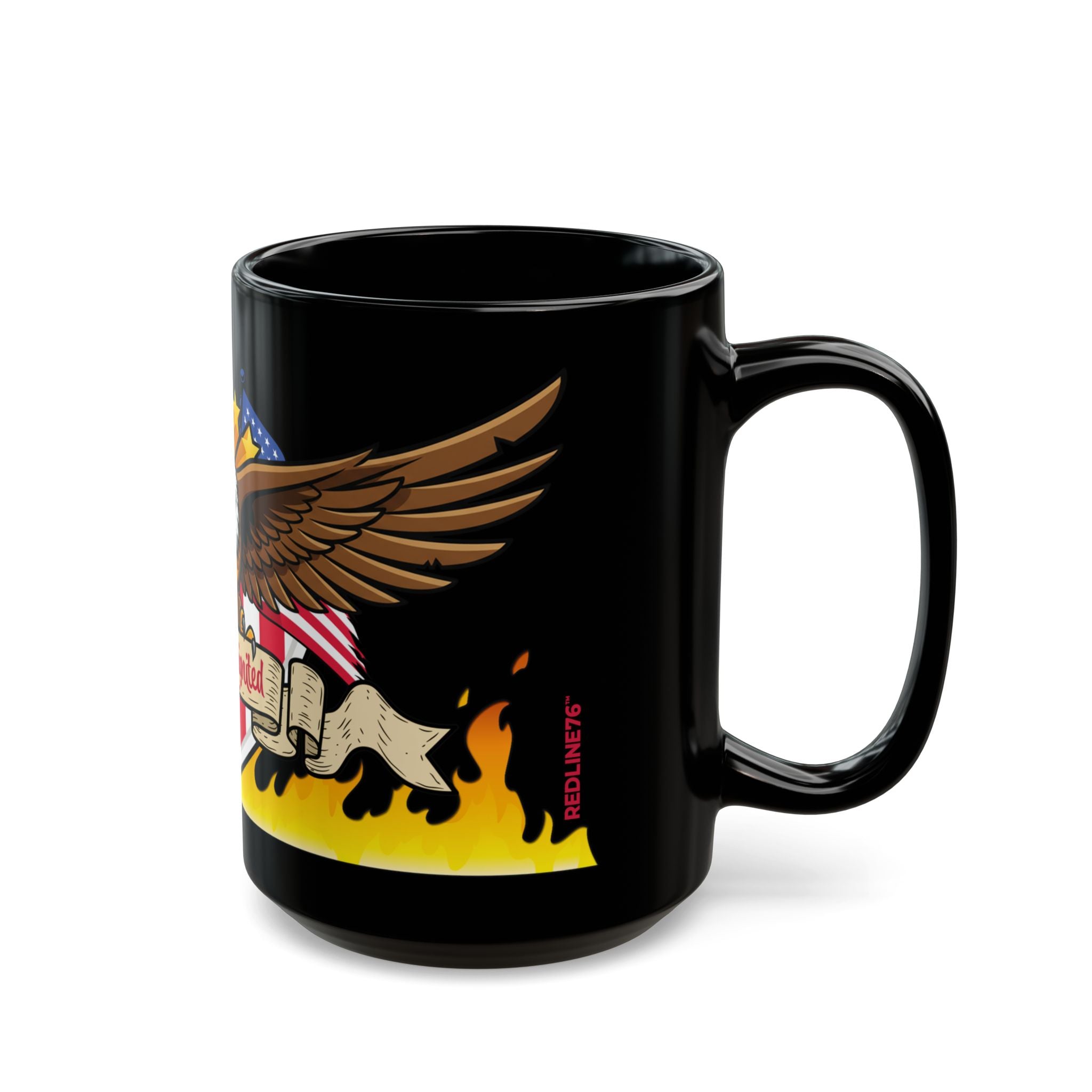 Freedom Reignited Black Mug — Patriotic Eagle Coffee Cup (11oz & 15oz)