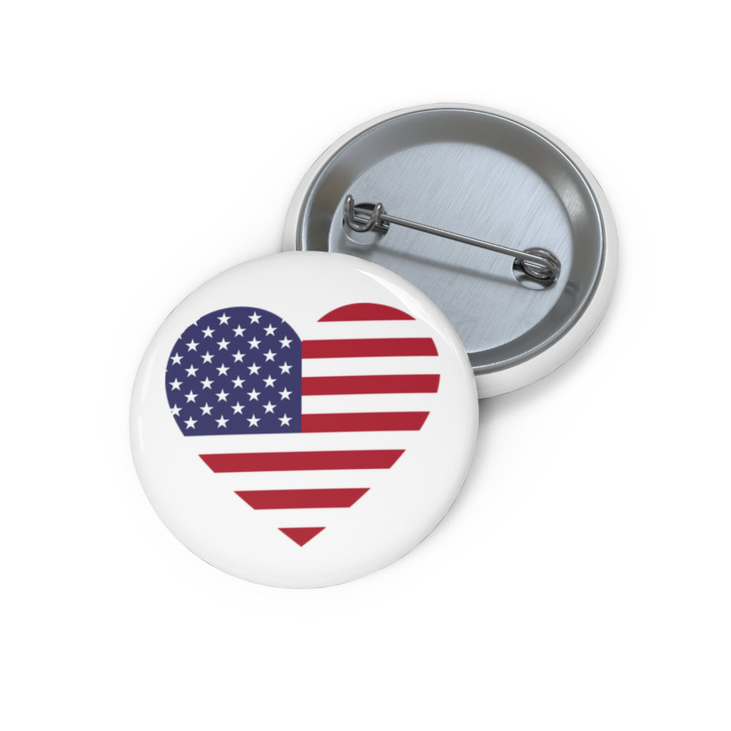 Patriotic USA Heart Pin Button — American Heart Flag Campaign Badge